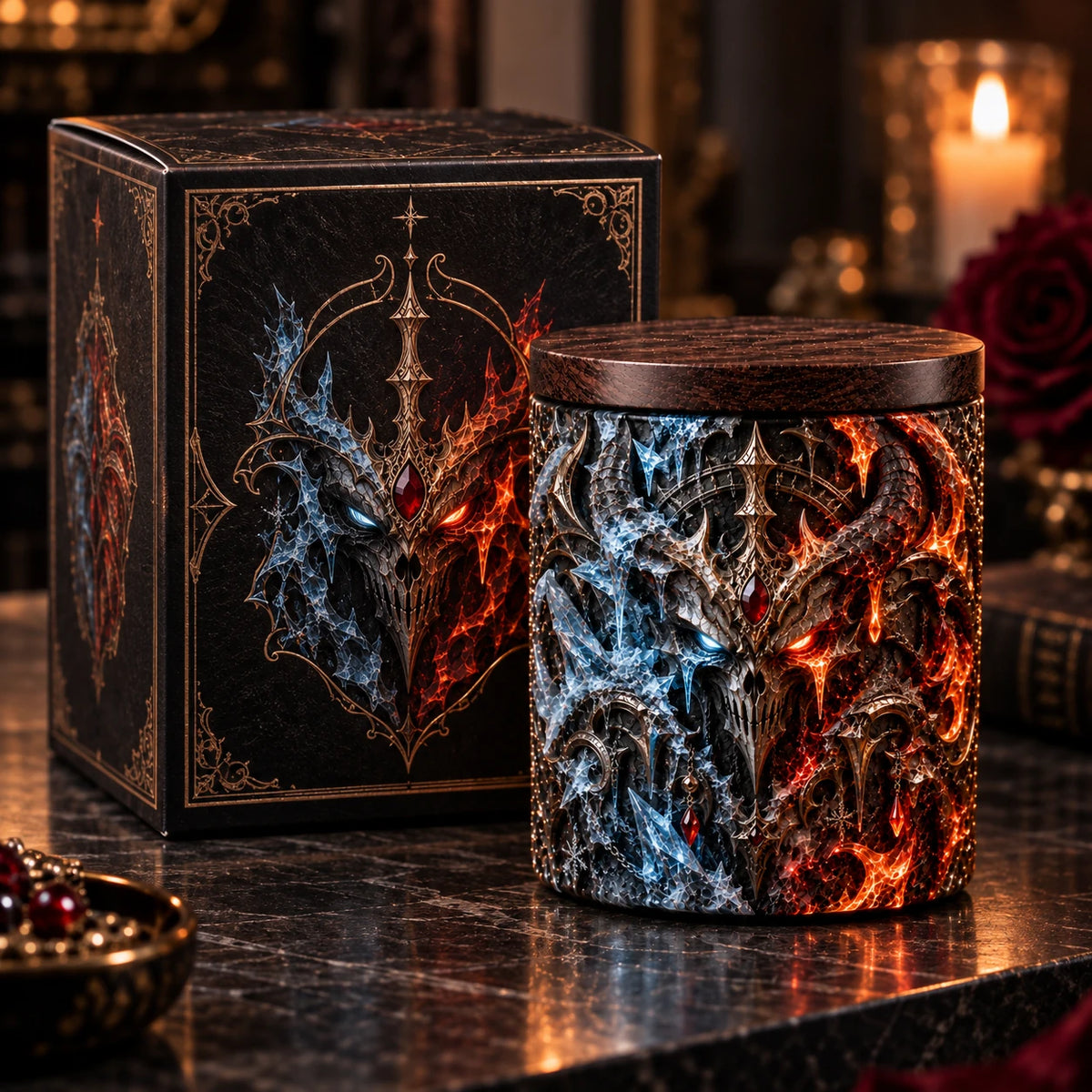 Frost and Flame Forever - Dual-Element Gothic Statement Candle - main